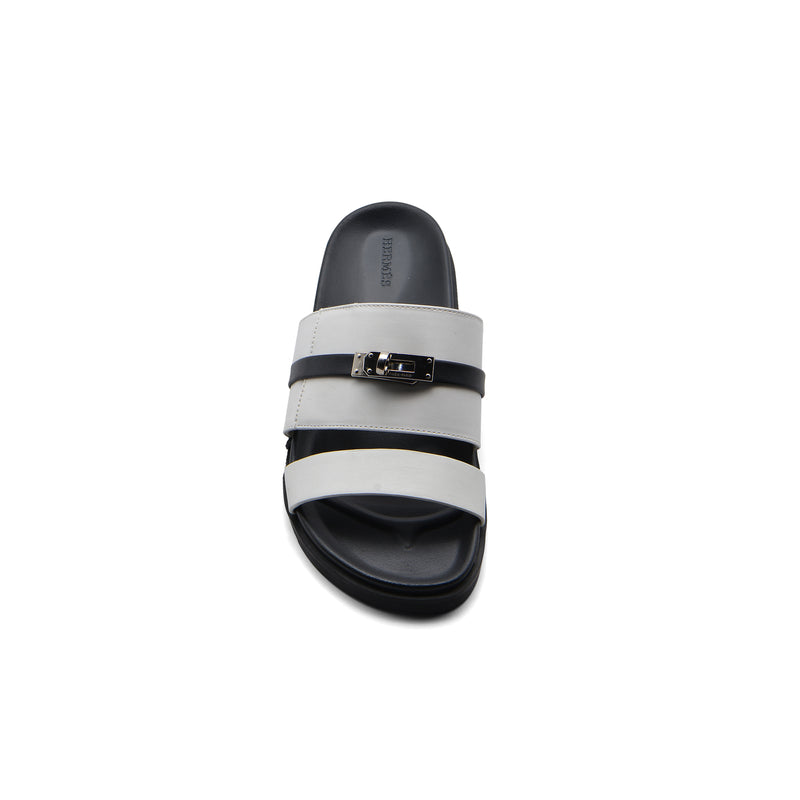 Hermes Jackson Sandals Designer Fumé Vivent Sliders Woman H8006-3 White - 3