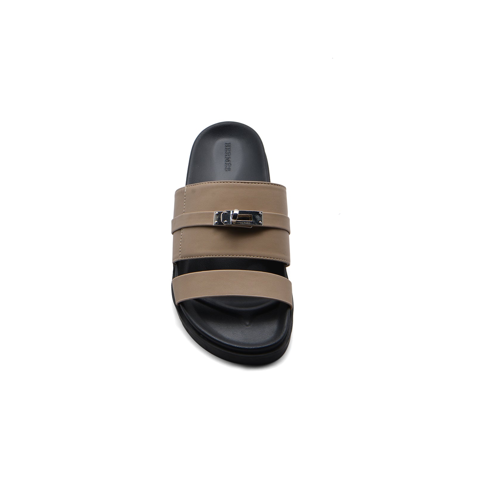 Hermes Jackson Sandals Designer Fumé Vivent Sliders Woman H8006-3 Khaki - 3