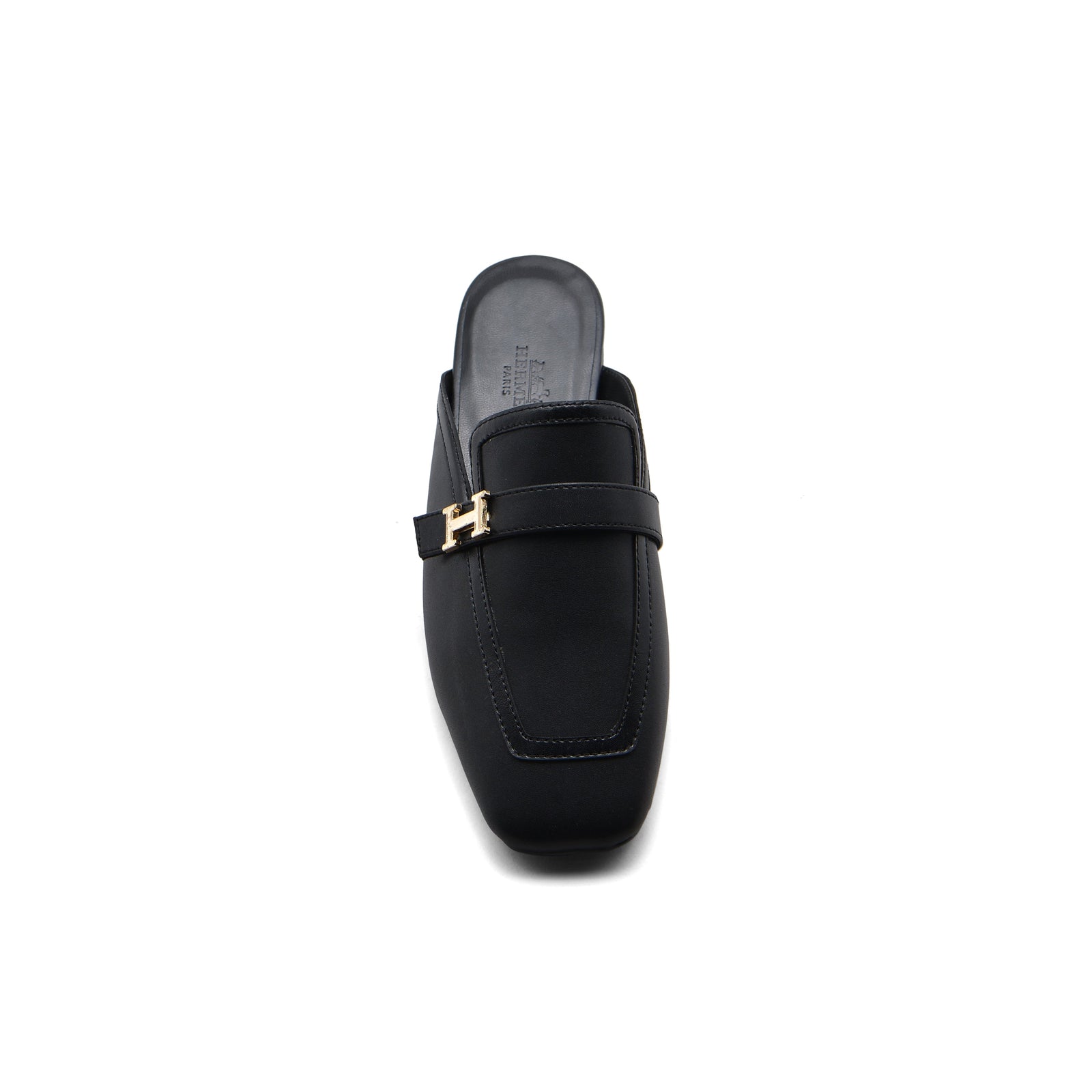 Hermès Groupie H Logo Mules Flats Slipper Woman H66-1 Black - 3