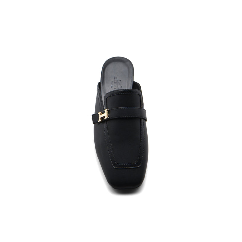Hermès Groupie H Logo Mules Flats Slipper Woman H66-1 Black - 3