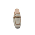 Hermès Groupie H Logo Mules Flats Slipper Woman H66-1 Off White&Beige - 3