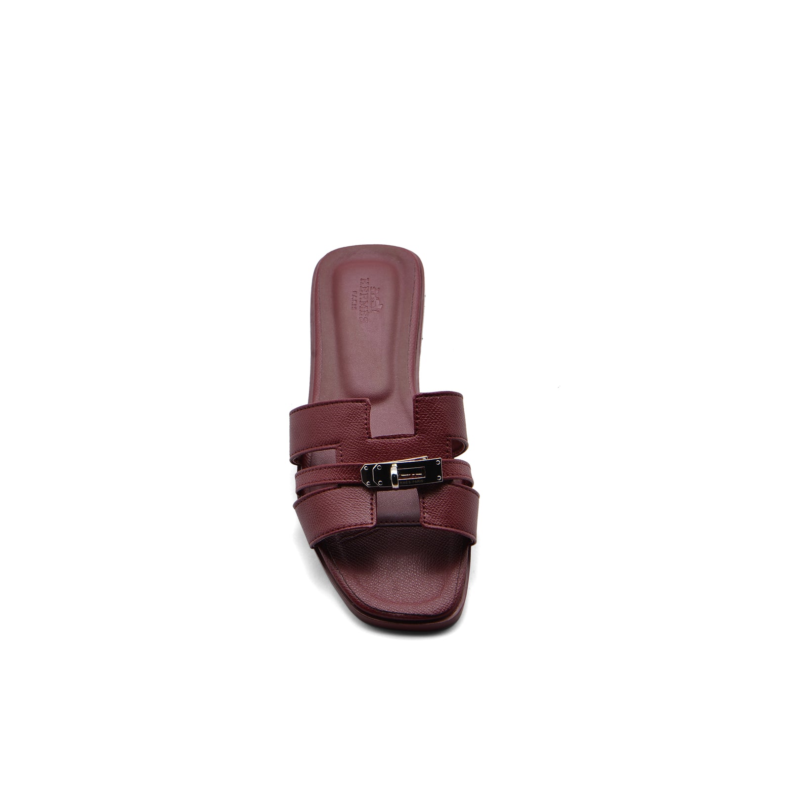 Hermes Calfskin Matte Alligator Giulia Sandals Woman H906 Burgundy - 3