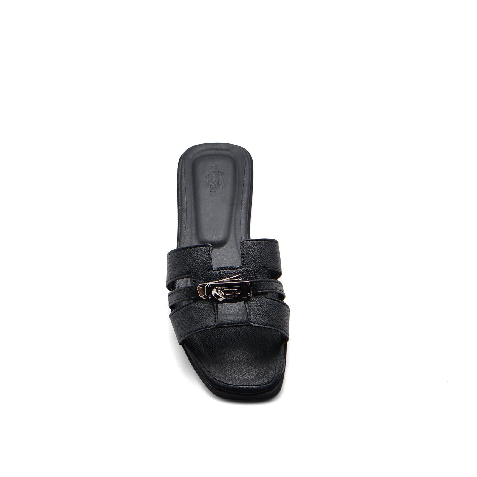 Hermes Calfskin Matte Alligator Giulia Sandals Woman H906 Black - 3