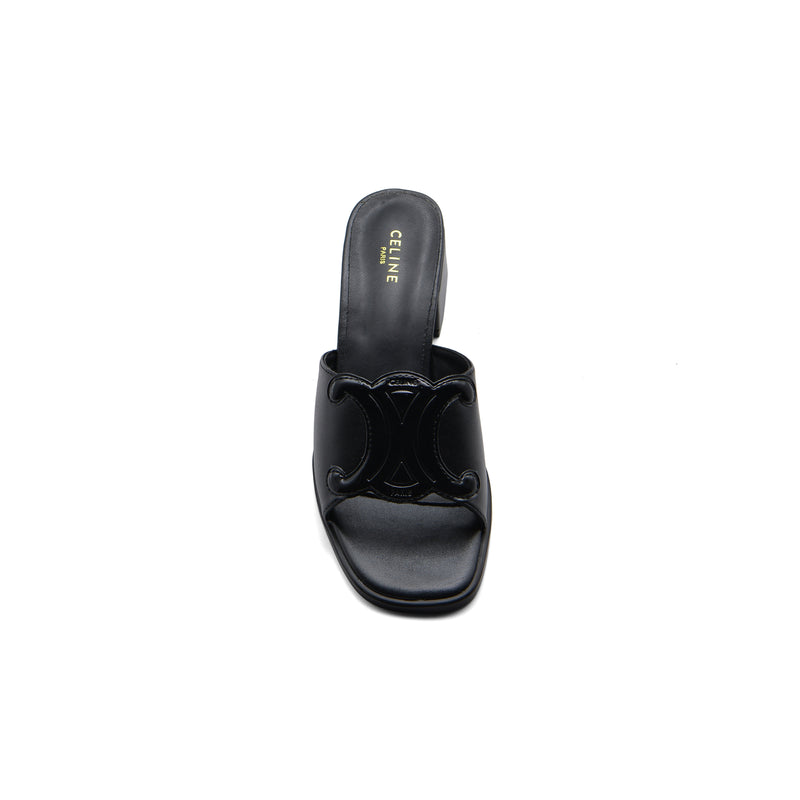 Celine Emblem Block Heel Leather Mule In Woman A2156 Black - 3