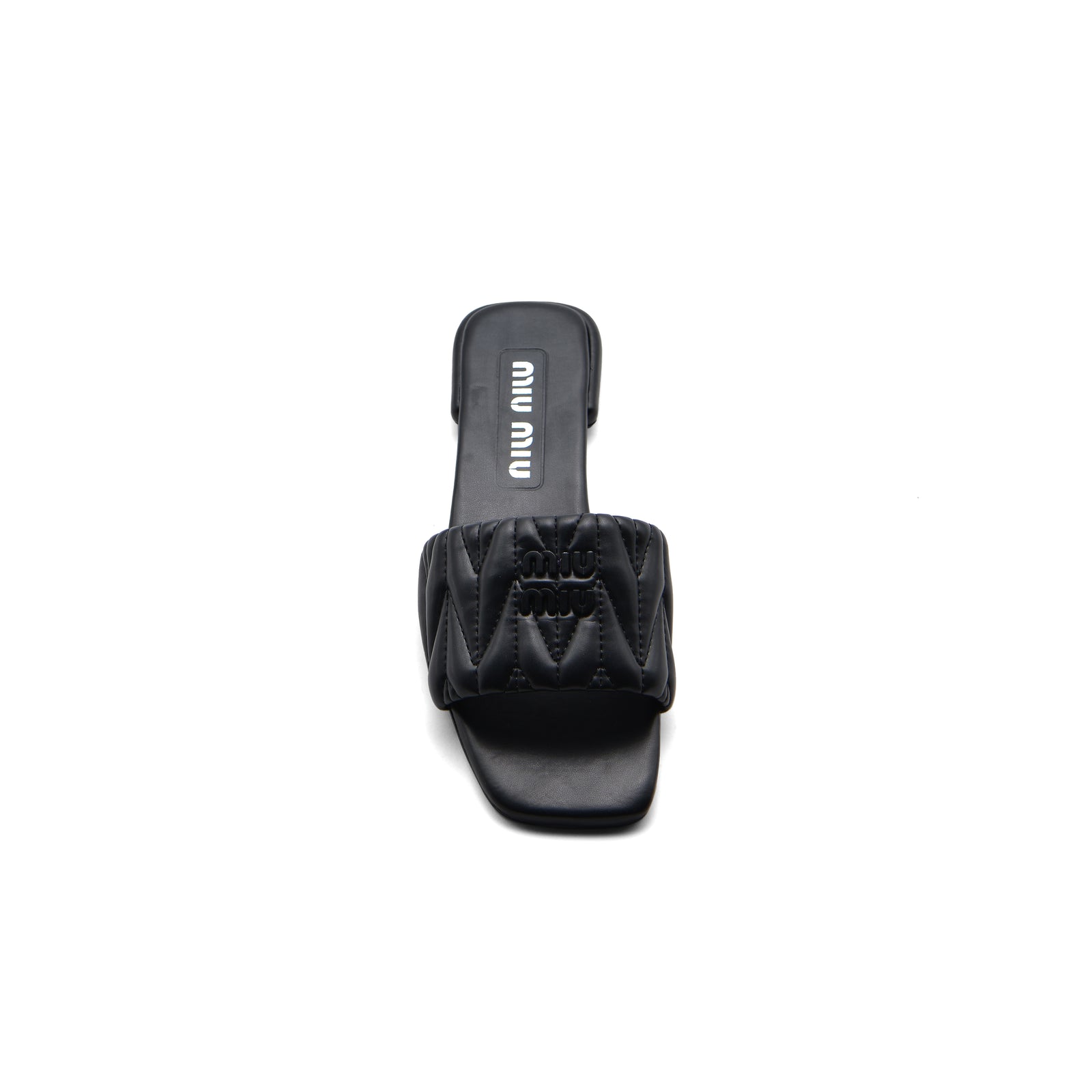 Miu Miu Leather Slides Sandals Summer Classic Leisure Flip Flops Slippers Women 3508 Black - 3