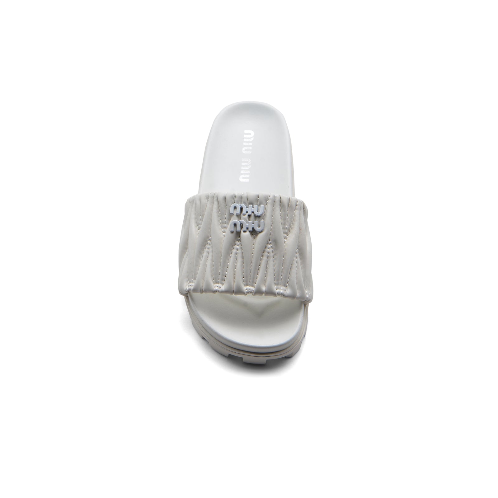 Miu Miu Designer Slides Nappa Leather Beach Slipper Woman 20343 White - 3