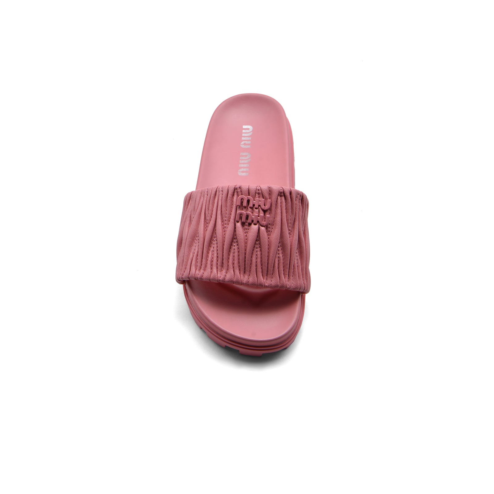 Miu Miu Designer Slides Nappa Leather Beach Slipper Woman 20343 Fuchsia - 3