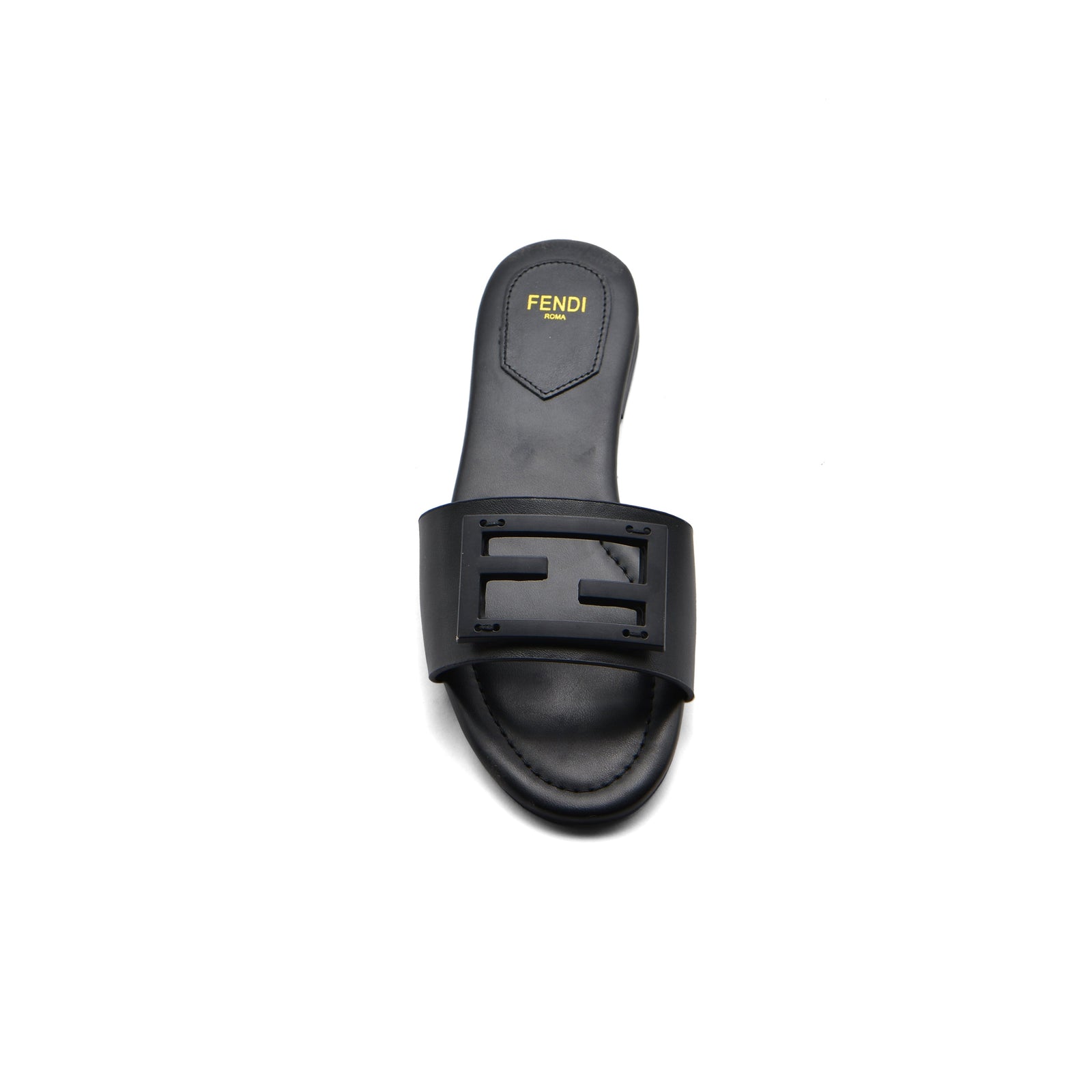 Fendi Baguette Cuoio Romano leather Signature Logo Slide Sandal Woman 1892-1 Black - 3