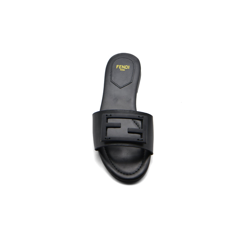 Fendi Baguette Cuoio Romano leather Signature Logo Slide Sandal Woman 1892-1 Black - 3