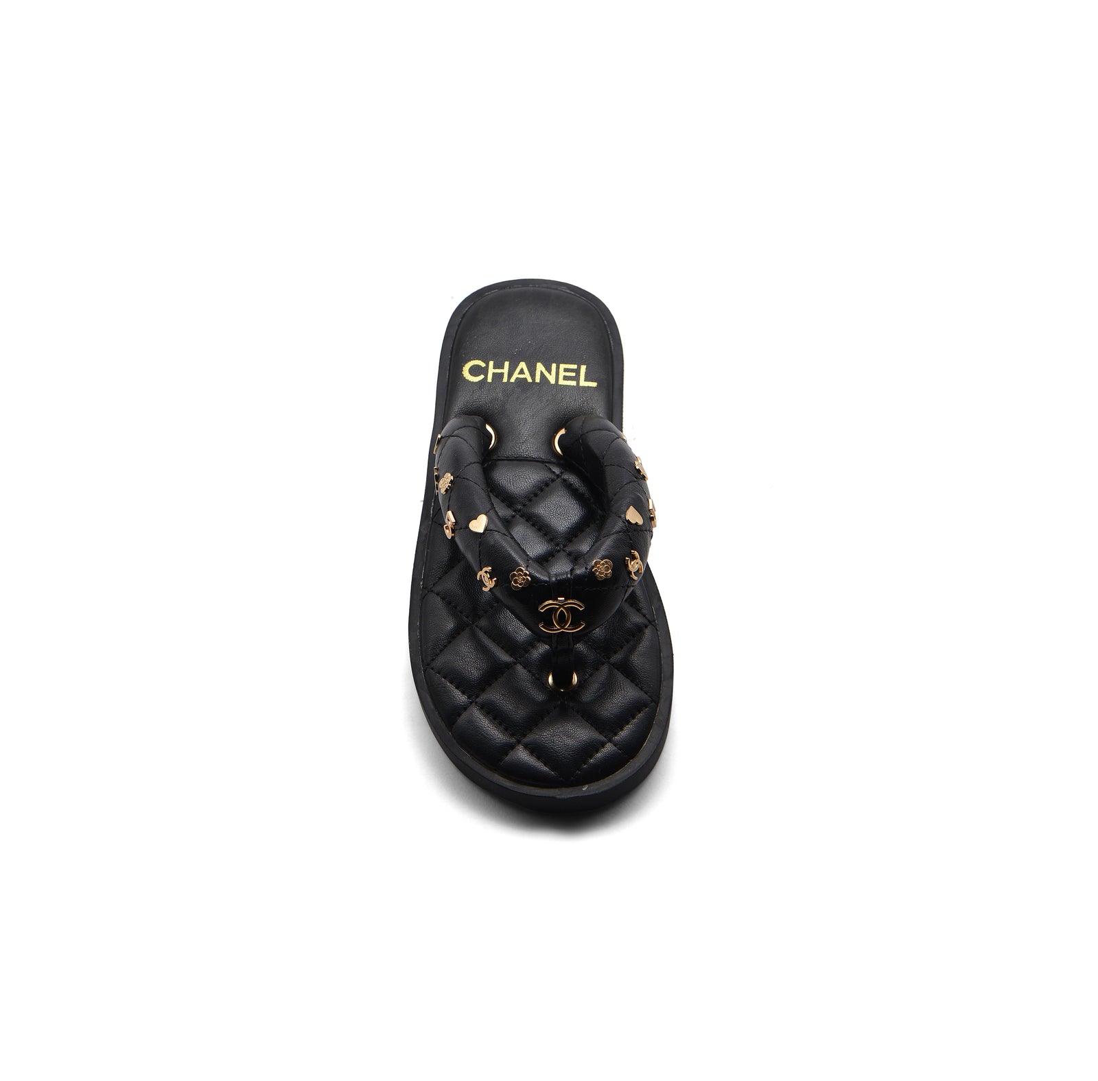 Chanel Lambskin Quilted Padded Charms Thong Sandals Woman XJC3134 Black - 3