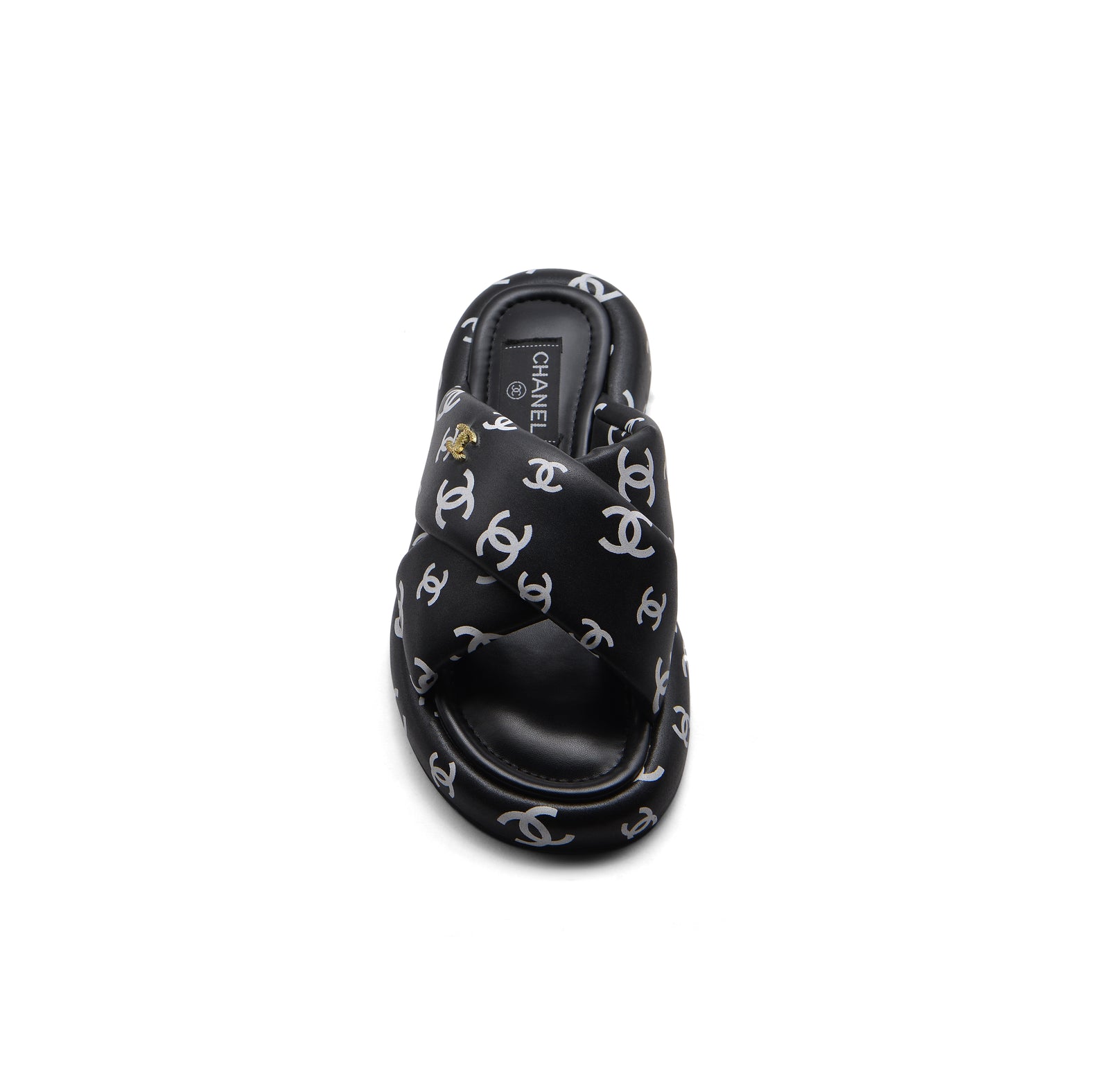 Chanel Puffy Flip Flops Puffy Leather Cross Slipper Woman 9803 Black - 3