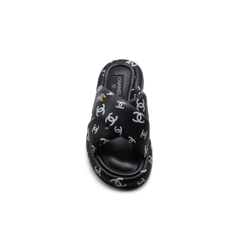 Chanel Puffy Flip Flops Puffy Leather Cross Slipper Woman 9803 Black - 3
