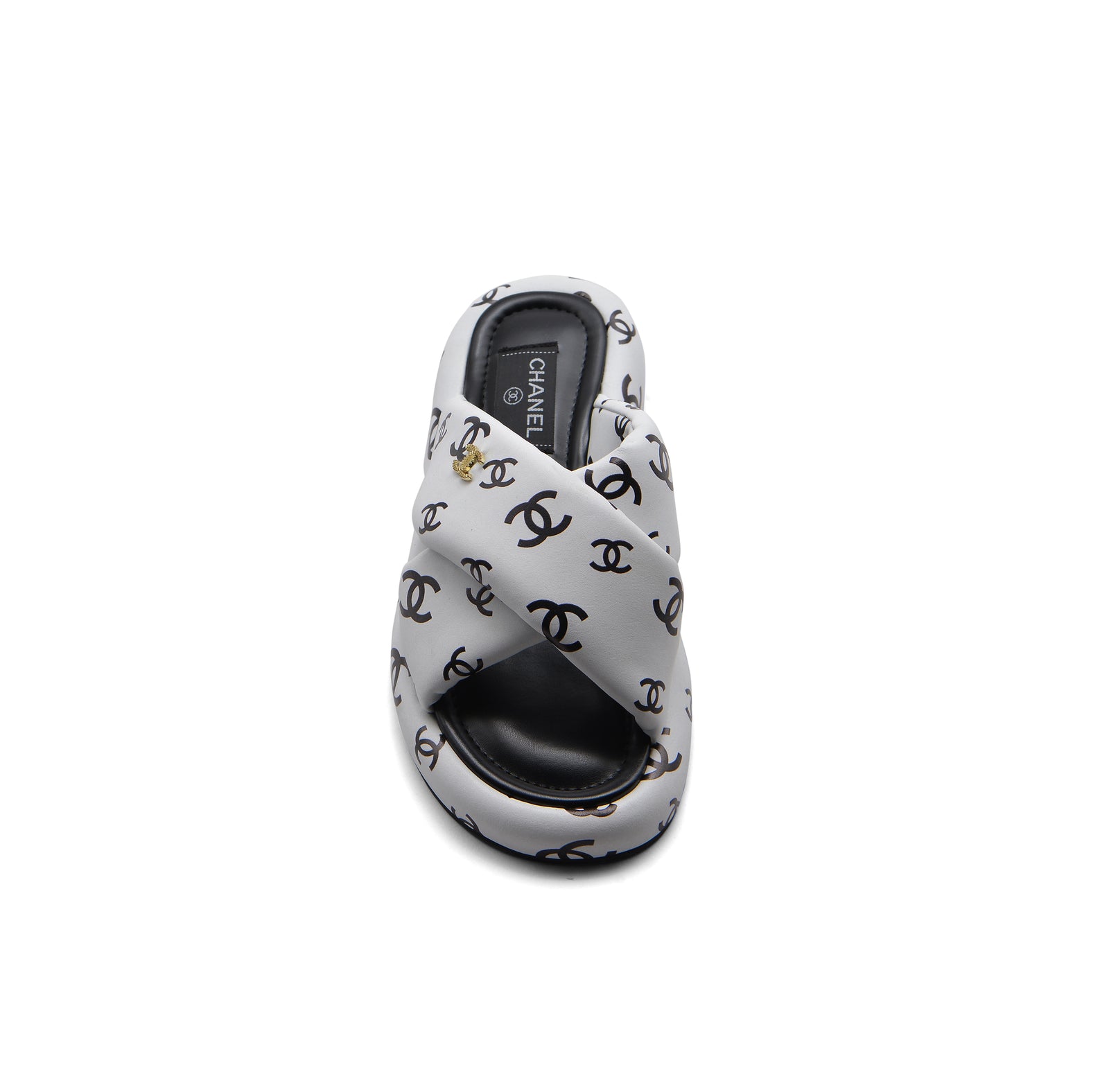Chanel Puffy Flip Flops Puffy Leather Cross Slipper Woman 9803 White - 3