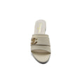 Chanel Leather Pearl Crystal CC Logo Slide Mules Ivory Slipper Woman 51156 White - 3