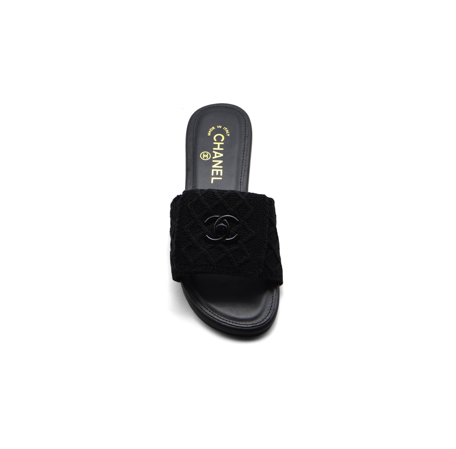 Chanel White Pearl CC Flat Slides Slipper Woman E6545 Black - 3