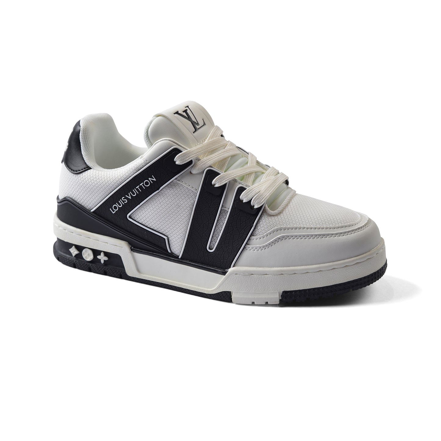 Louis Vuitton Trainer Monogram Denim Sneakers Man MD0128 White&Black