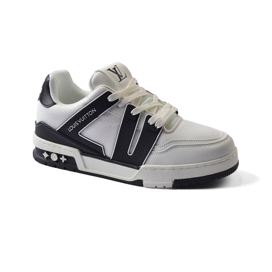Louis Vuitton Trainer Monogram Denim Sneakers Man MD0128 White&Black