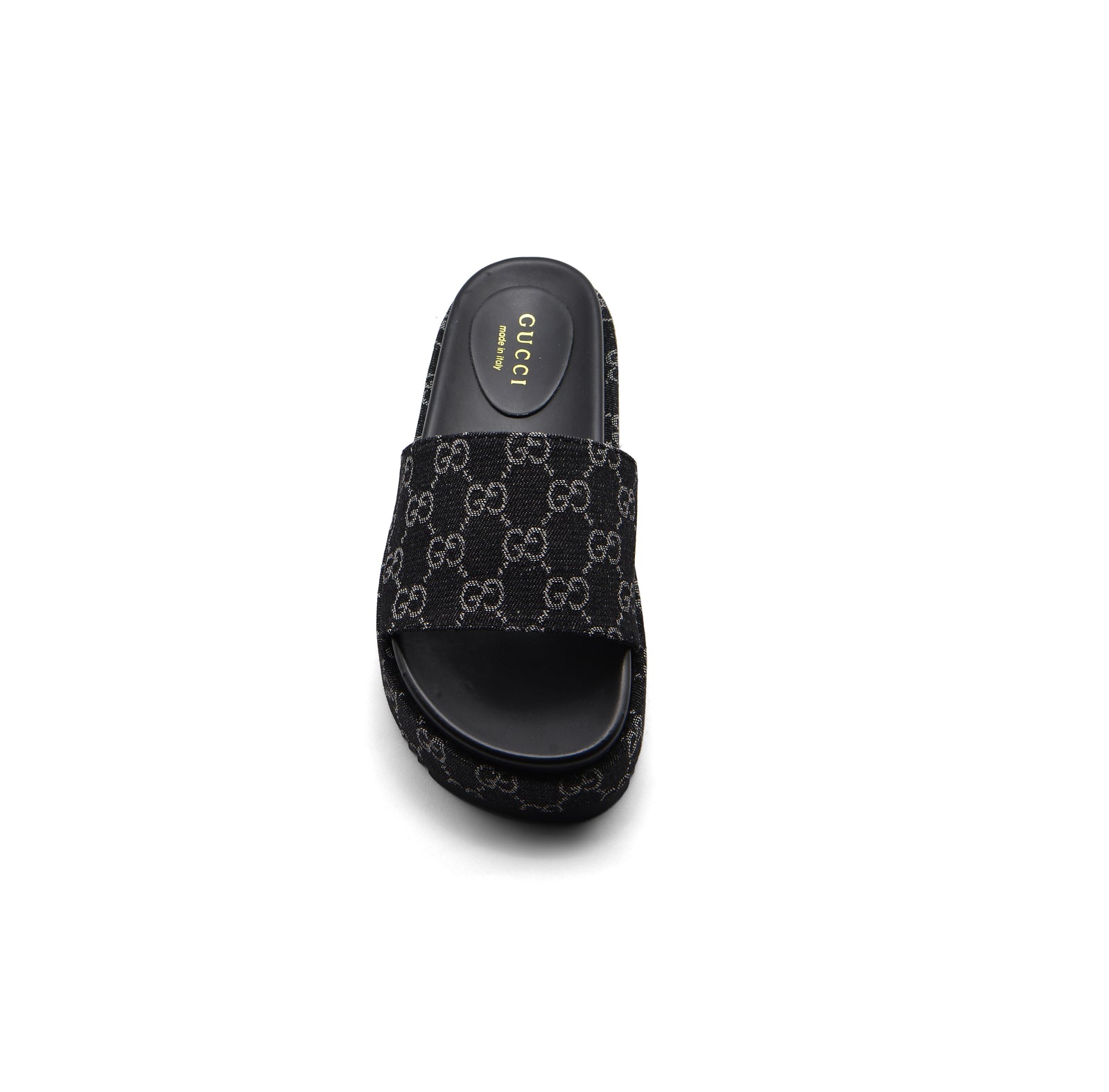 Gucci New Denim GG Monogram Angelina Platform Slide Woman 2020 Black - 3