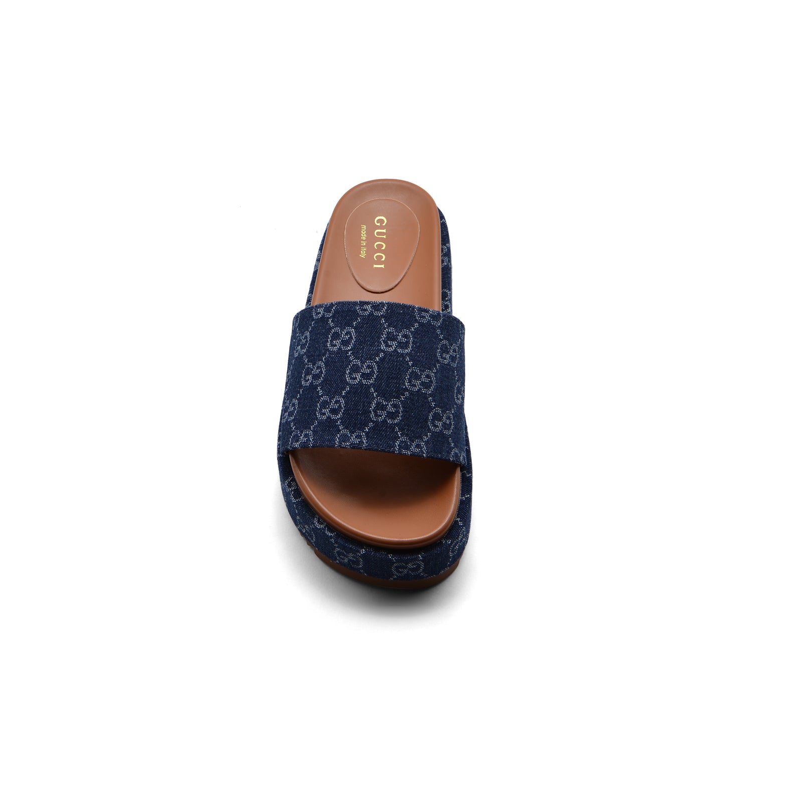 Gucci New Denim GG Monogram Angelina Platform Slide Woman 2020 Blue - 3