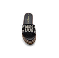 Christian Dior Dway Canvas Platform Raffia Chambray Jacquard Dioract Sandals Woman 2393 Black - 3