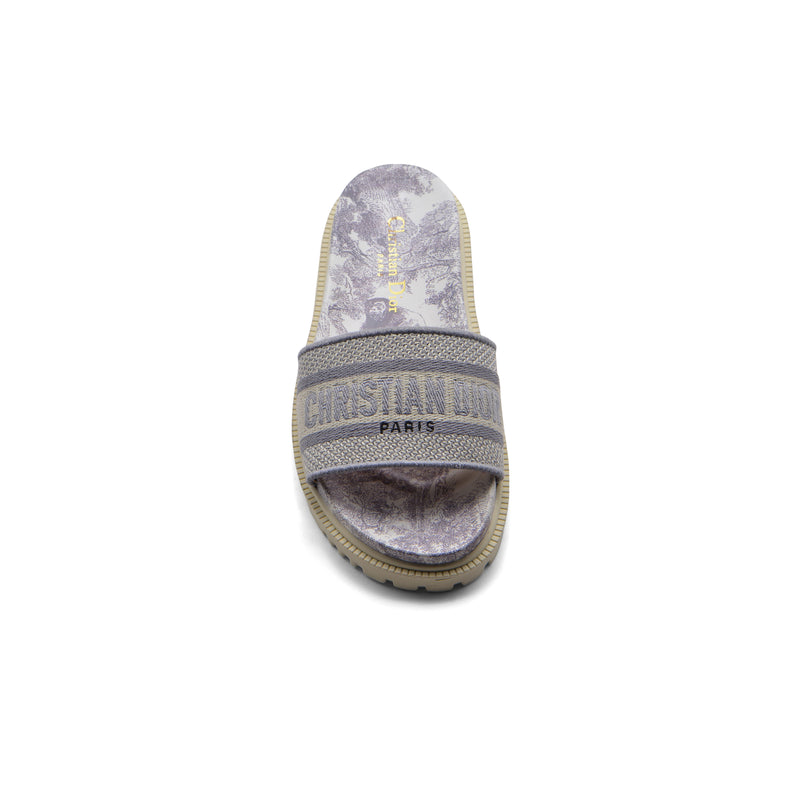 Christian Dior floral print Canvas Slide Sandals Woman DR-886 Gray - 3