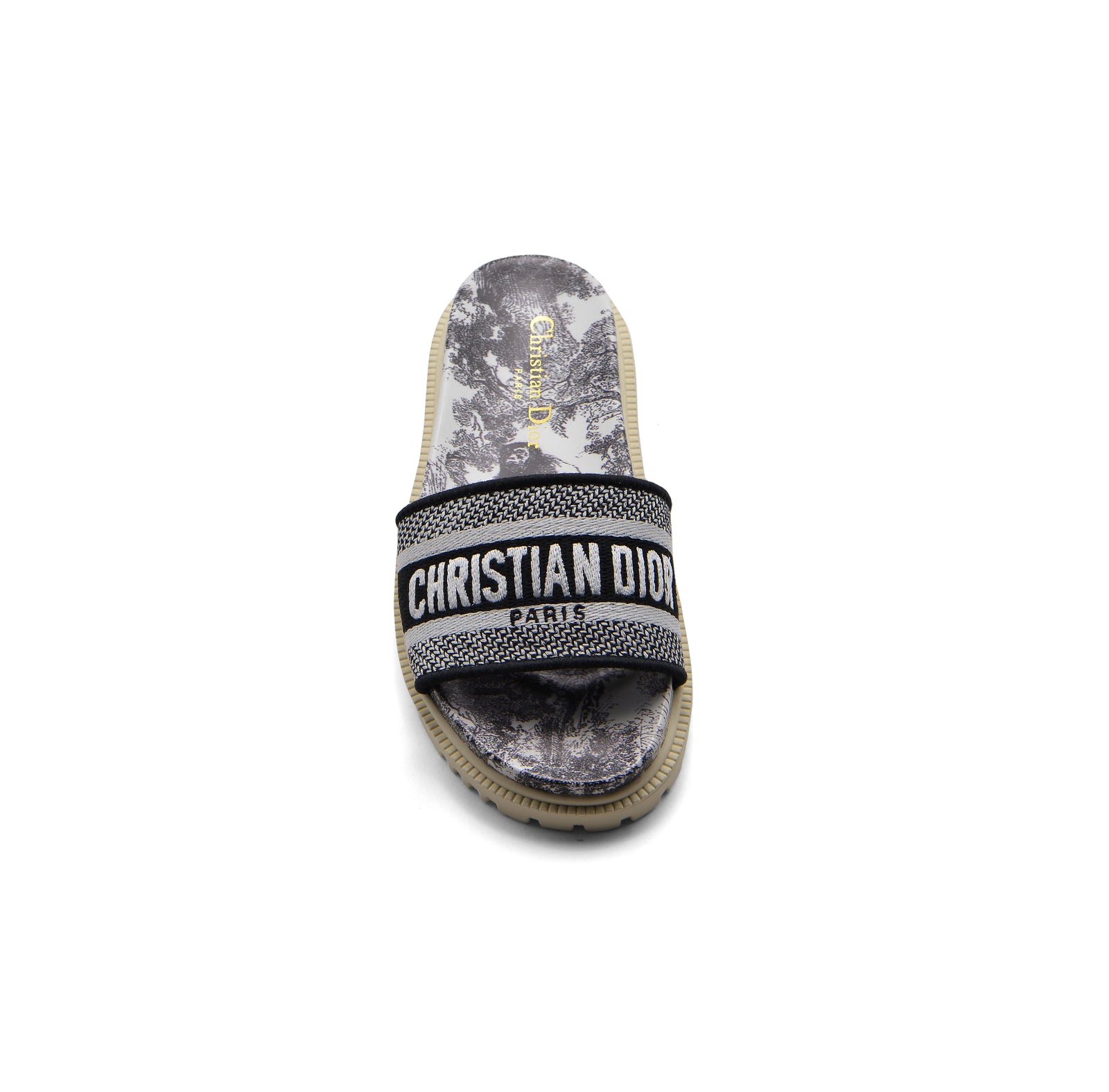 Christian Dior floral print Canvas Slide Sandals Woman DR-886 Black&White - 3