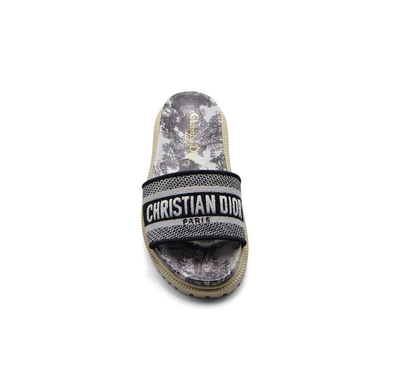 Christian Dior floral print Canvas Slide Sandals Woman DR-886 Black&White - 3