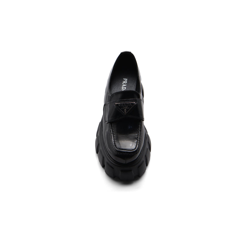 Prada Monolith Patent Leather Loafers Woman A9016 Black - 3