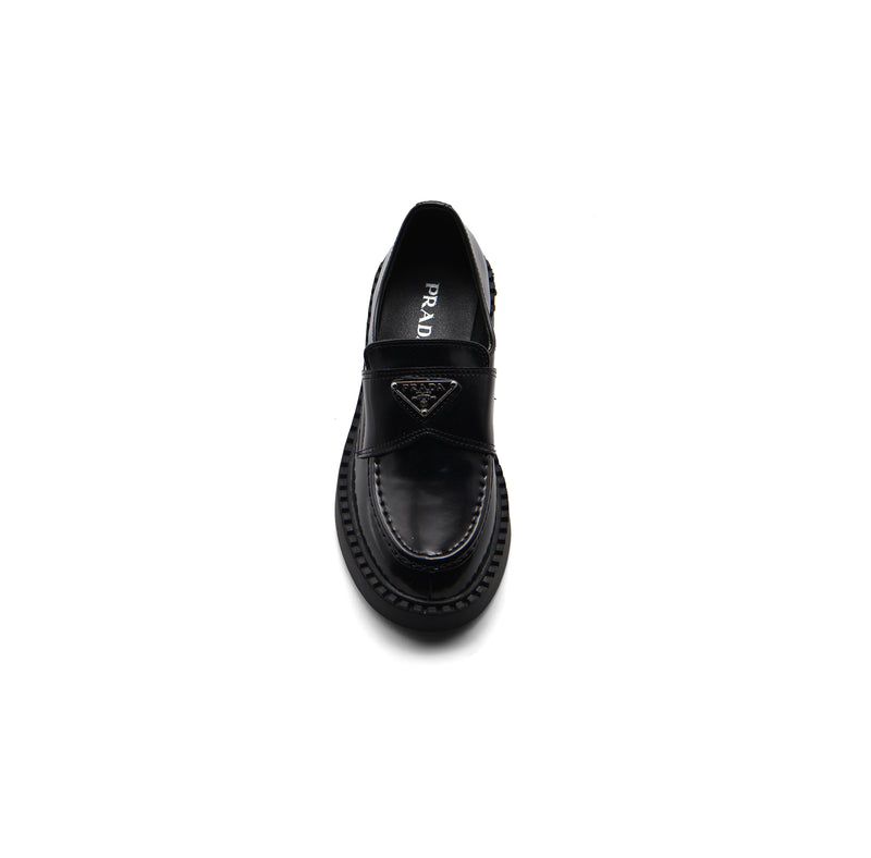 Prada Brushed Spazzolato Leather Loafers Woman 868 Black - 3