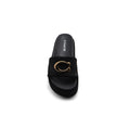 Coach Brand Thick Soled Slippers Logo Print Sandals Leather Women 8109 Black - 3