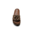 Coach Brand Thick Soled Slippers Logo Print Sandals Leather Women 8109 Brown - 3
