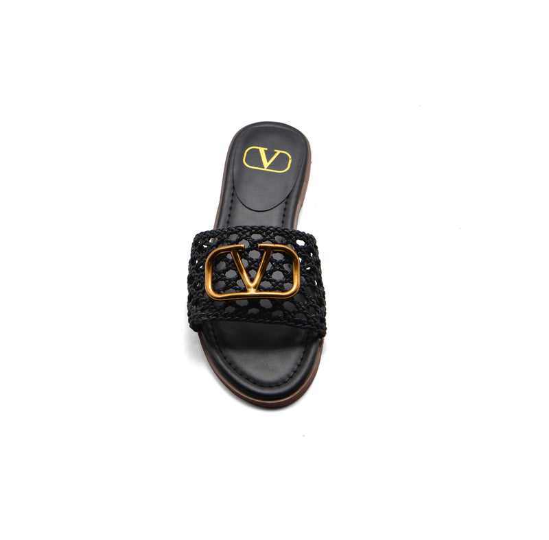 Valentino Garavani Vlogo Signature Slides Nero Flats 3115 Black - 3
