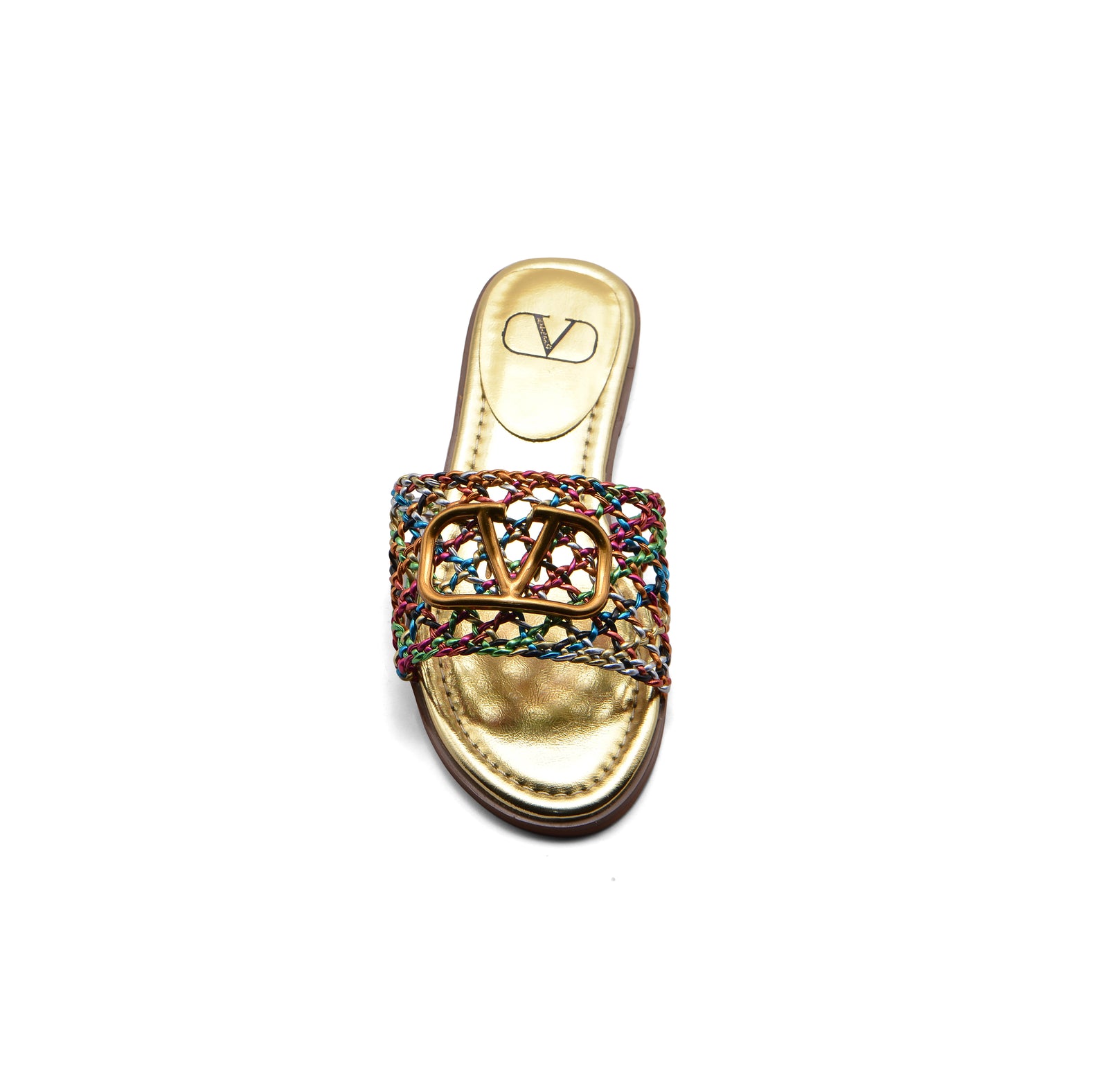 Valentino Garavani Vlogo Signature Slides Nero Flats 3115 Gold - 3