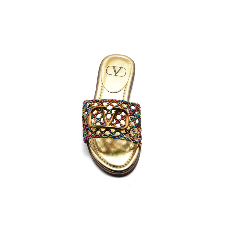 Valentino Garavani Vlogo Signature Slides Nero Flats 3115 Gold - 3