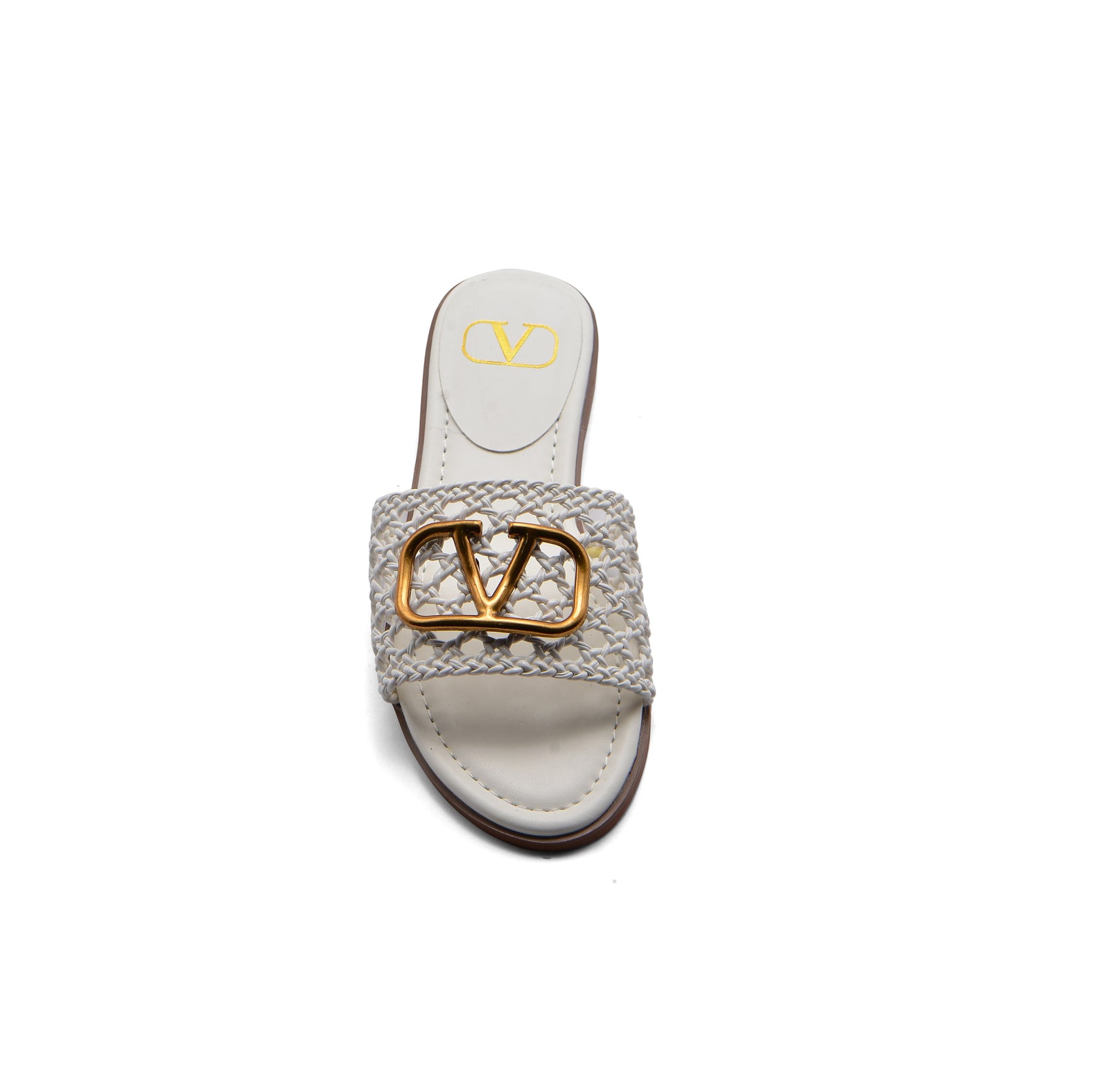 Valentino Garavani Vlogo Signature Slides Nero Flats 3115 White - 3