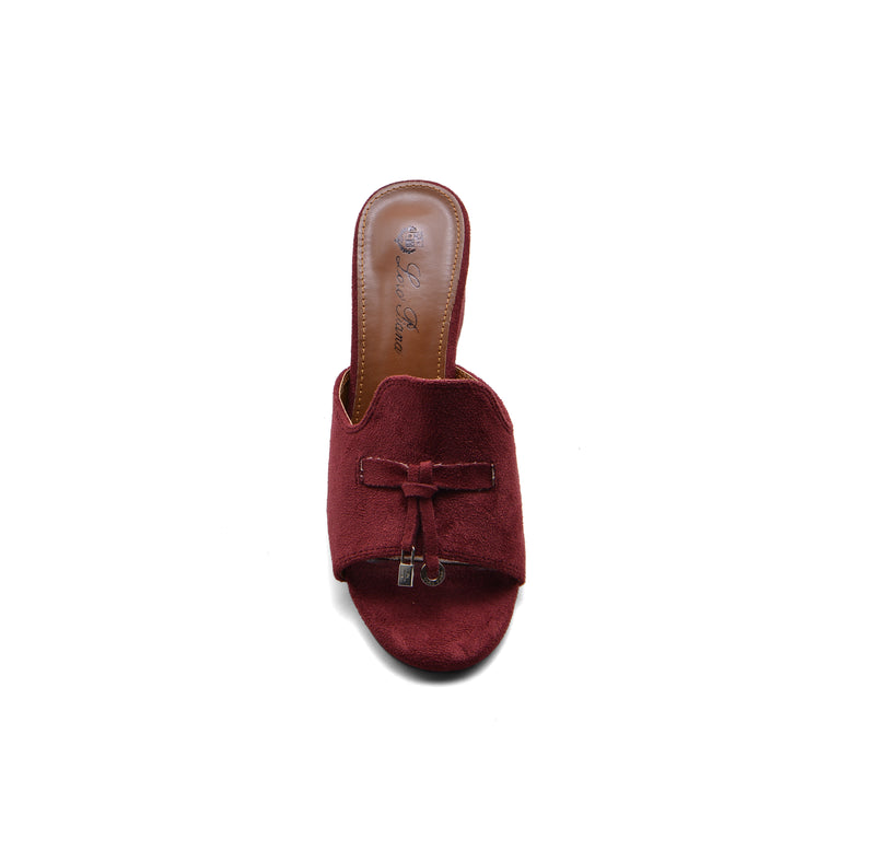 Loro Piana Suede Summer Charms Slide Sandals Woman VR-8 Burgundy - 3