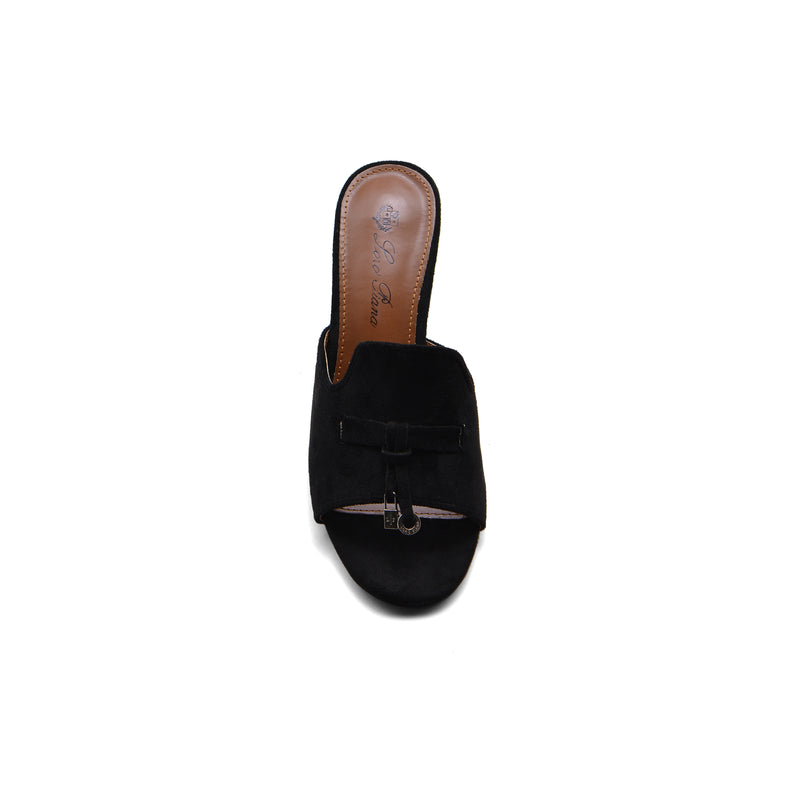 Loro Piana Suede Summer Charms Slide Sandals Woman VR-8 Black - 3