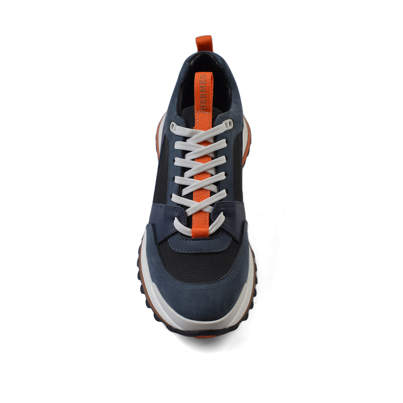 HERMES Leather Top Houses Champion the Aesthetic Sneakers Man LA009 Navy - 3