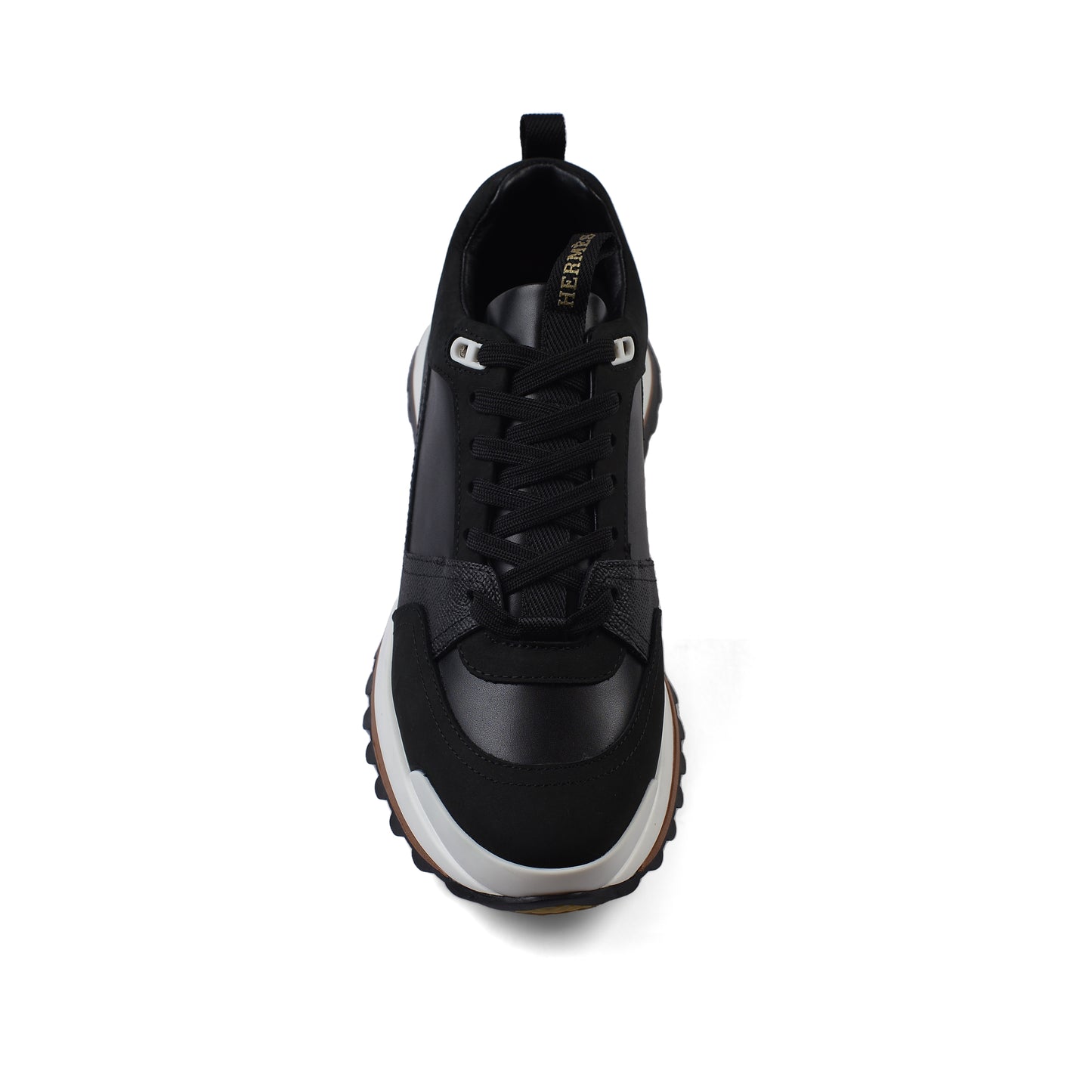 HERMES Leather Top Houses Champion the Aesthetic Sneakers Man LA009 Black