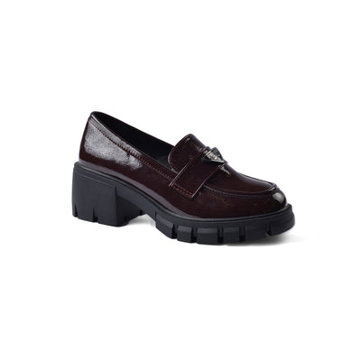 Prada Monolith Leather Loafers shines High Heels Woman TN-165 Coffee