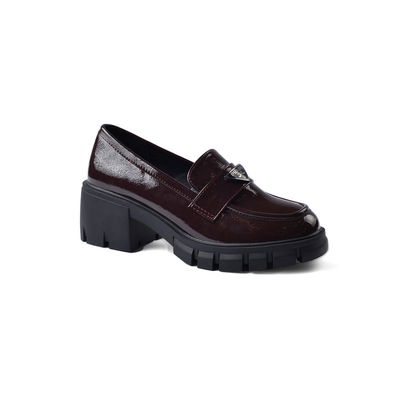 Prada Monolith Leather Loafers shines High Heels Woman TN-165 Coffee - 1
