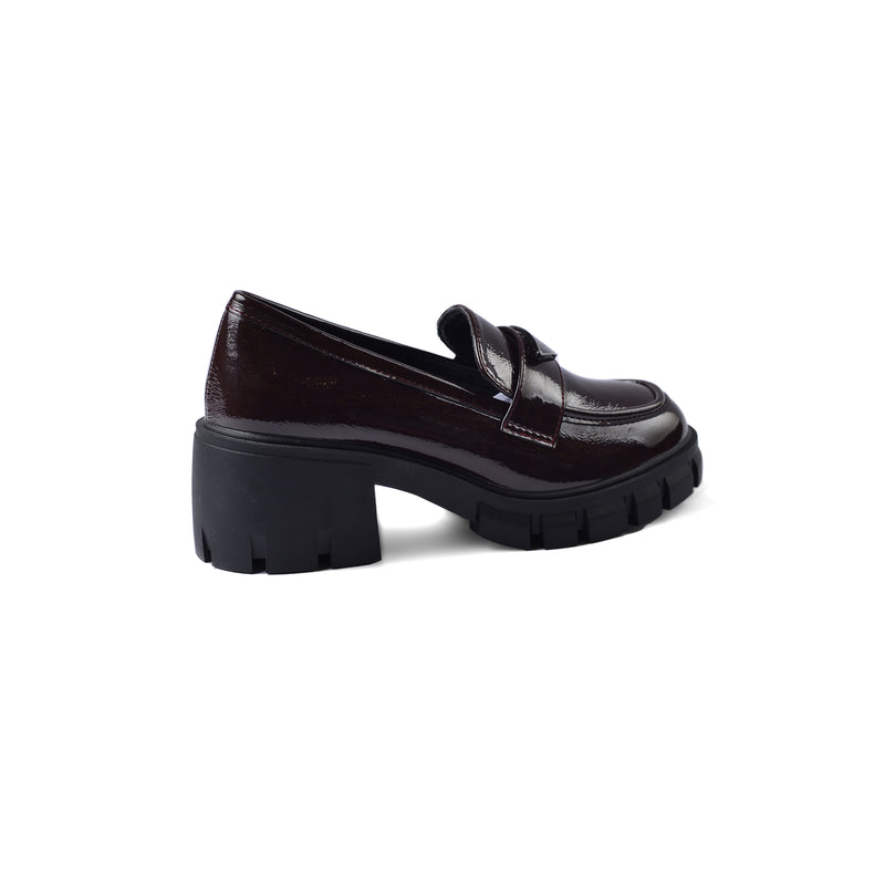 Prada Monolith Leather Loafers shines High Heels Woman TN-165 Coffee - 2