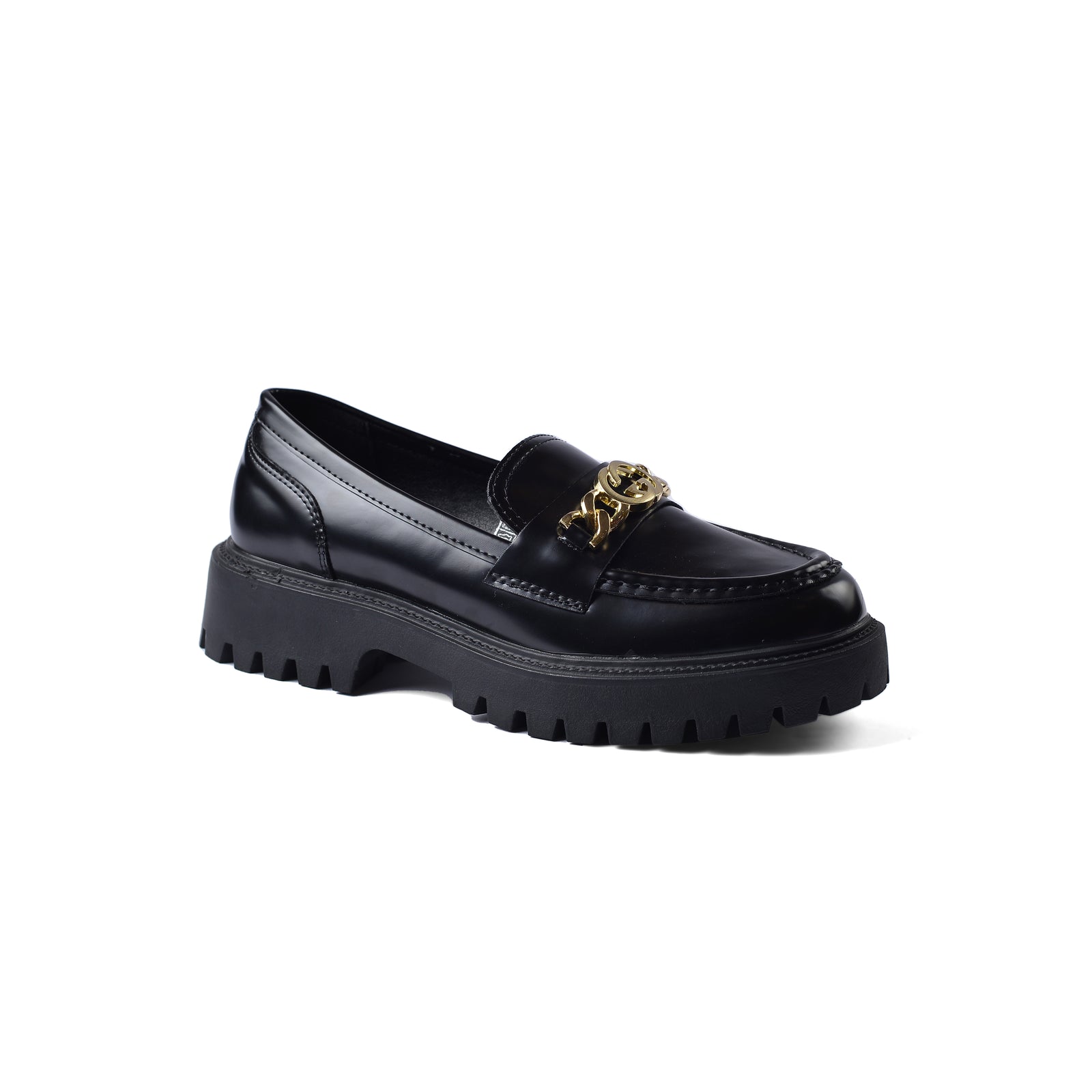 Gucci Monolith Leather Loafers High Heels Woman TN-179 Black - 1