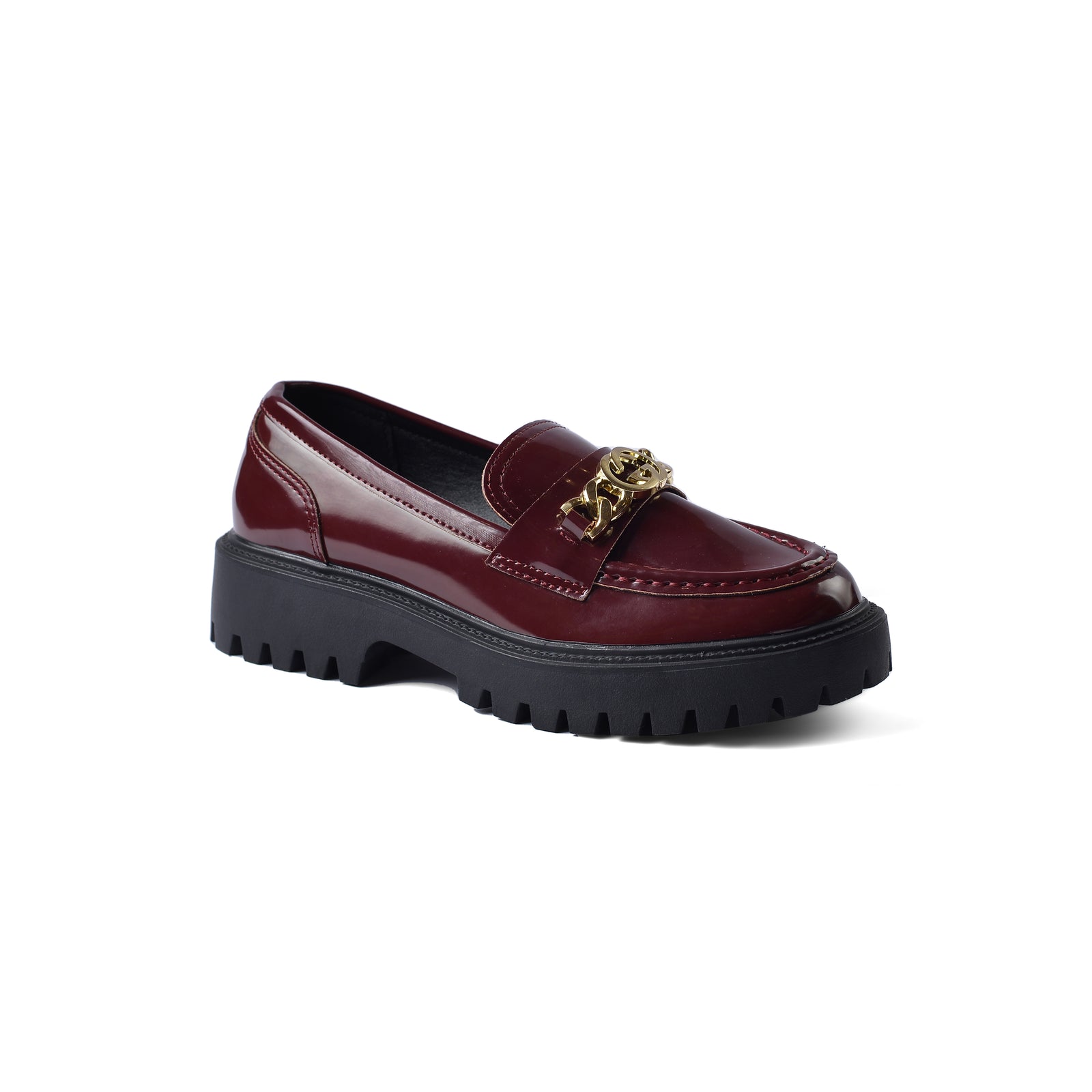 Gucci Monolith Leather Loafers High Heels Woman TN-179 Maroon - 1