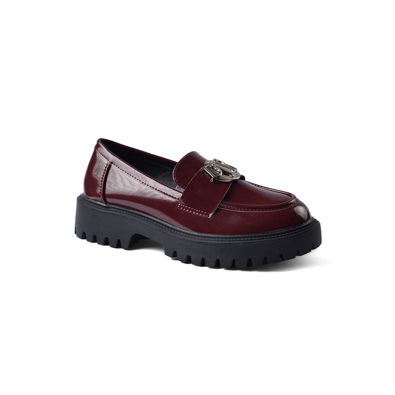 Dior Monolith Leather Loafers High Heels Woman TN-178 Maroon - 1