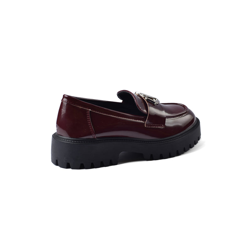 Dior Monolith Leather Loafers High Heels Woman TN-178 Maroon - 2