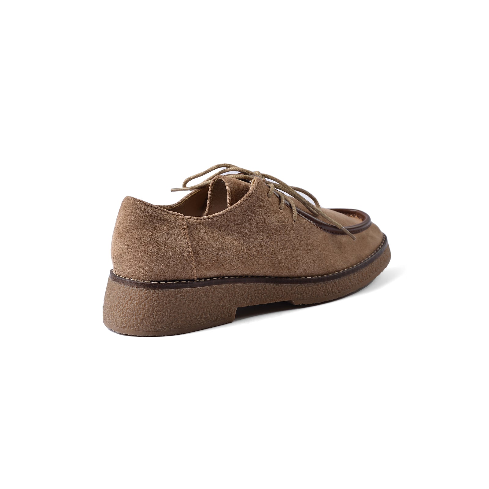 Faux Suede Laced Chunky Loafer Shoes Woman JK-01 Khaki - 2