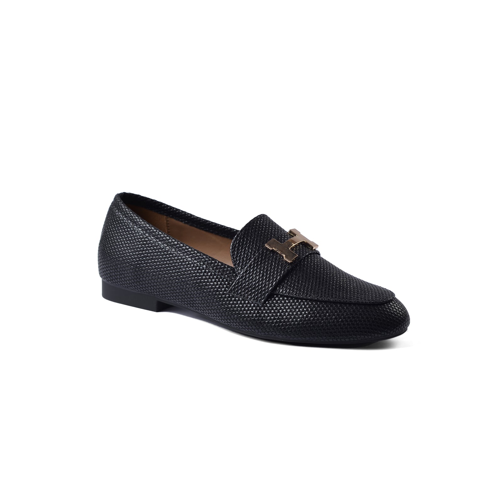 Hermes Paris Loafer Pure Leather Ethos Shoes Woman TN-175 Black - 1