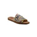 Chloe Multicolor Canvas Woody Flat Sandals Woman CH-3 Beige - 1