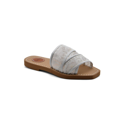 Chloé Woody Flat Mule Sandals in Lace For Woman CH-15 White